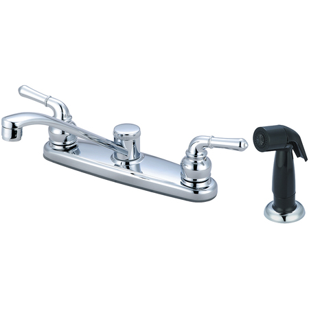 OLYMPIA FAUCETS Two Handle Kitchen Faucet, NPSM, Standard, Polished Chrome, Handle Style: Lever K-5161